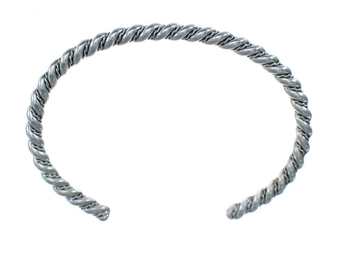 Navajo Genuine Twisted Sterling Silver Cuff Bracelet JX128724